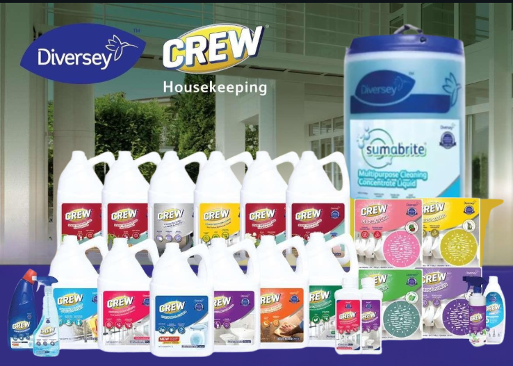 Diversey cleaning chemicals display